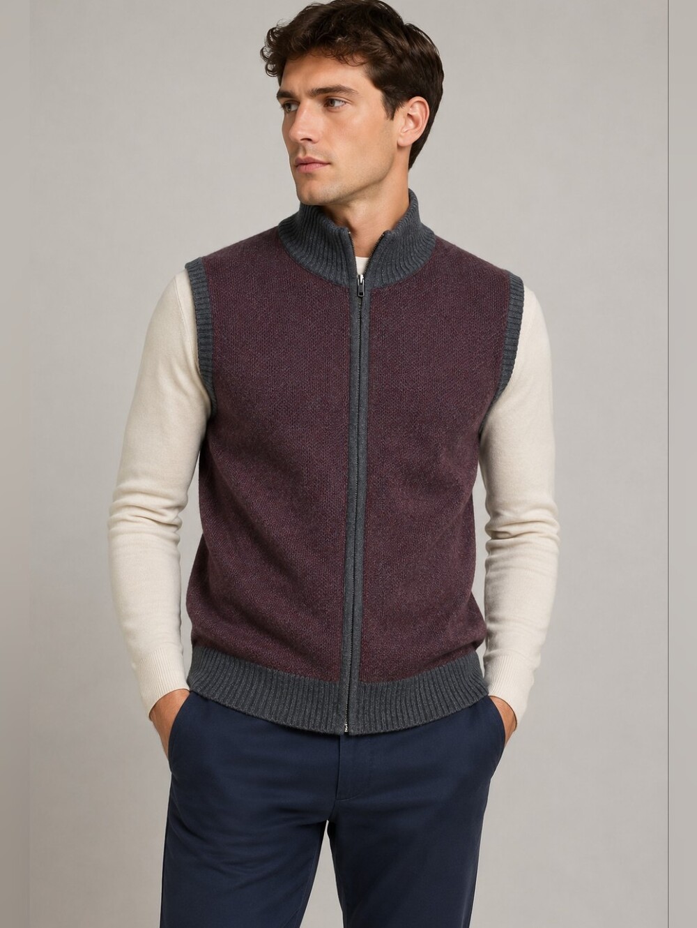 Rare Vintage Label Gobi* Cashmere Mens S Burgundy Vest